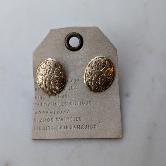 Anthropologie Gold Oval Earrings - Picture 1 of 5
